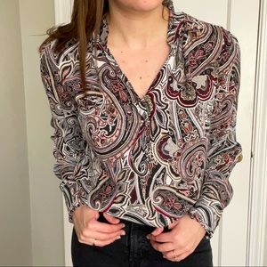 WHBM paisley blouse with buttons at the top